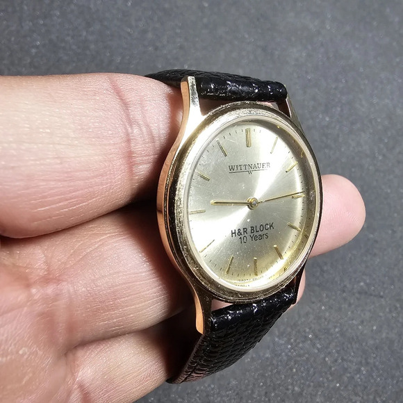 Wittnauer H & R BLOCK 10 YEARS Service Award Quartz Watch Gold Tone Working show - Picture 8 of 9